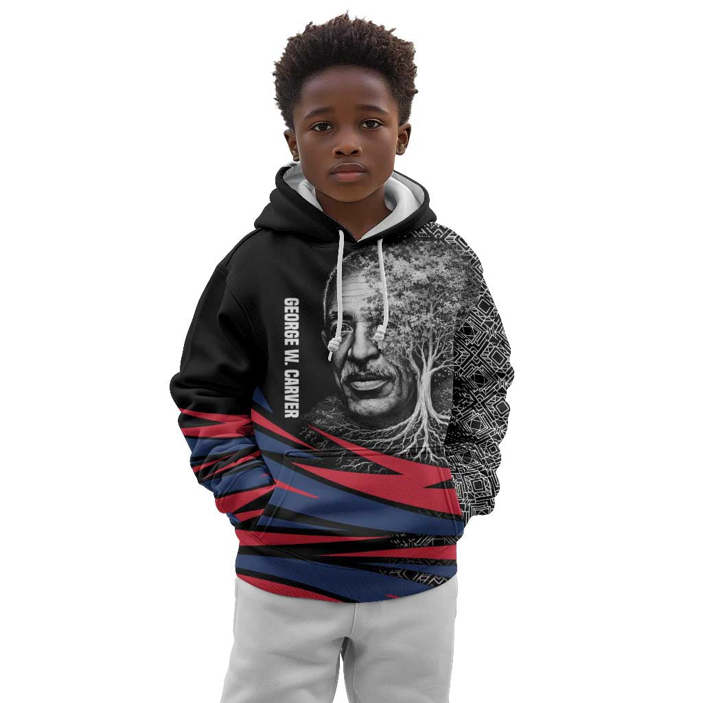 George Washington Carver Kid Hoodie with Tree Portrait Illustration, Nature Is the Greatest Teacher Quote - undefined