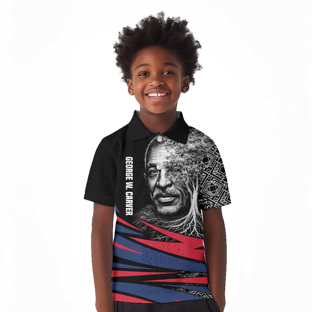 George Washington Carver Kid Polo Shirt with Tree Portrait Illustration, Nature Is the Greatest Teacher Quote - Wonder Print Shop