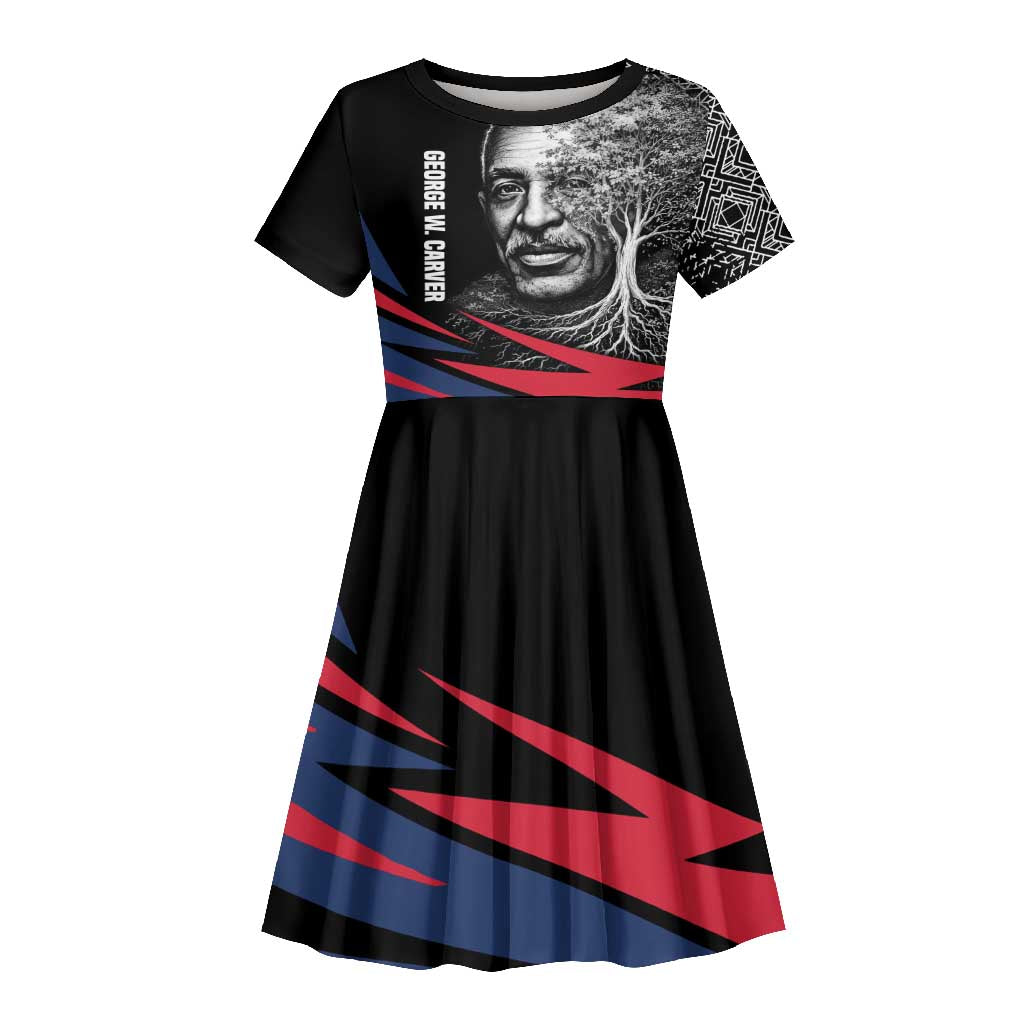 George Washington Carver Kid Short Sleeve Dress with Tree Portrait Illustration, Nature Is the Greatest Teacher Quote - Wonder Print Shop