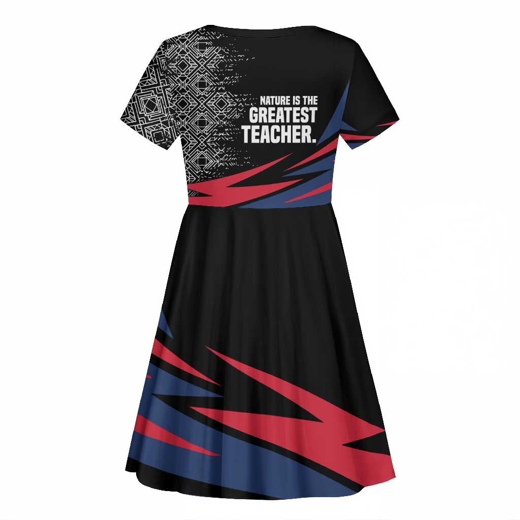 George Washington Carver Kid Short Sleeve Dress with Tree Portrait Illustration, Nature Is the Greatest Teacher Quote - Wonder Print Shop