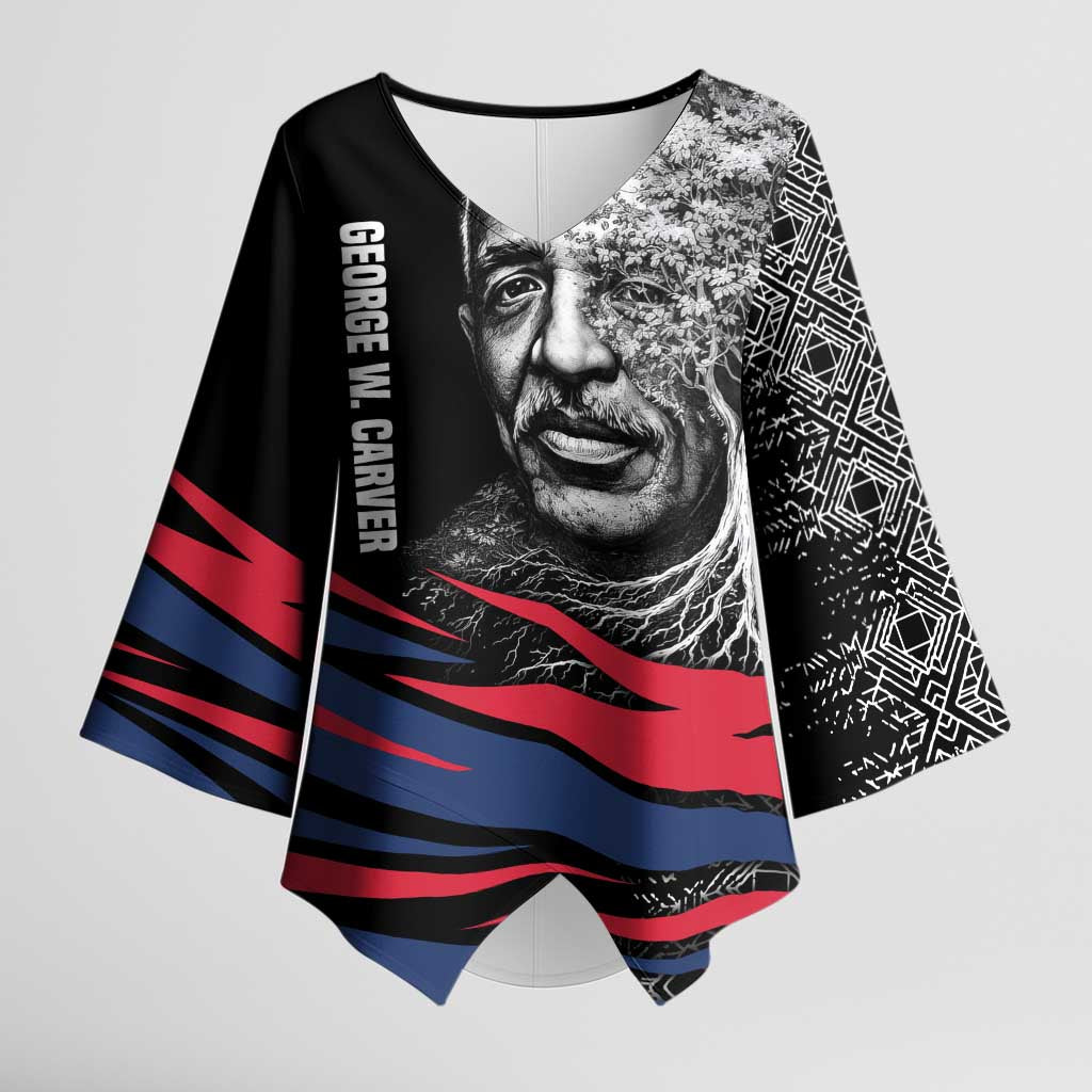 George Washington Carver Kimono Sleeve Blouse with Tree Portrait Illustration, Nature Is the Greatest Teacher Quote - Wonder Print Shop