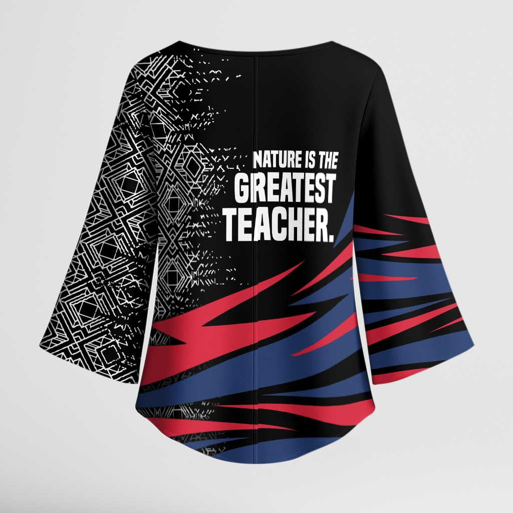 George Washington Carver Kimono Sleeve Blouse with Tree Portrait Illustration, Nature Is the Greatest Teacher Quote - Wonder Print Shop