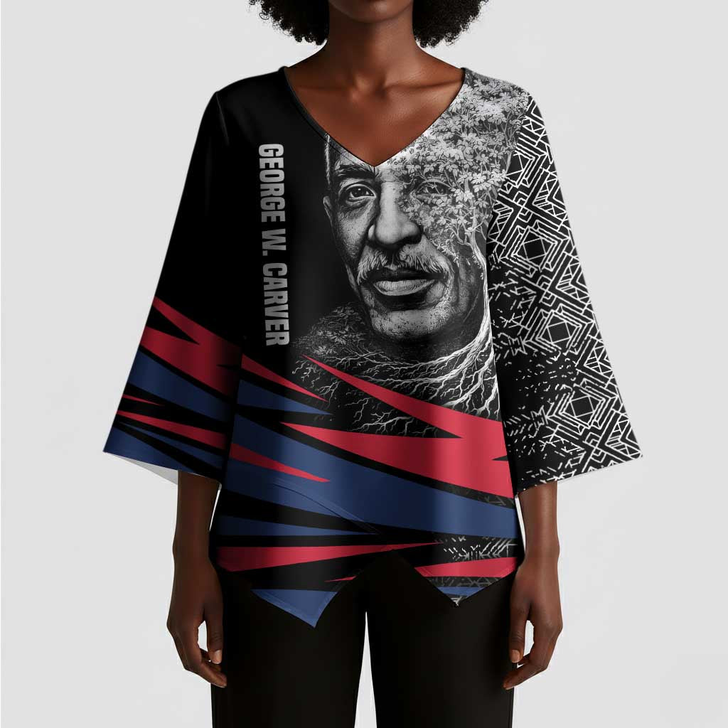 George Washington Carver Kimono Sleeve Blouse with Tree Portrait Illustration, Nature Is the Greatest Teacher Quote - Wonder Print Shop
