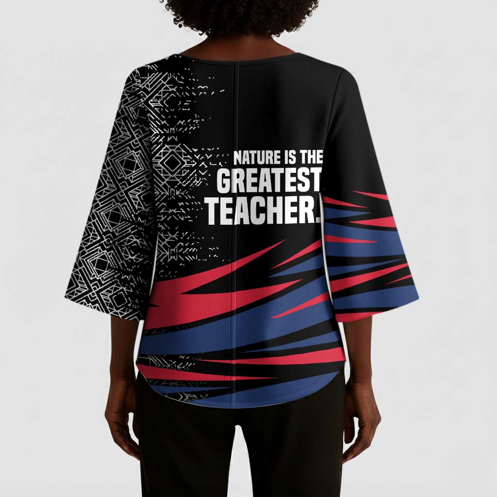 George Washington Carver Kimono Sleeve Blouse with Tree Portrait Illustration, Nature Is the Greatest Teacher Quote - Wonder Print Shop