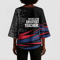George Washington Carver Kimono Sleeve Blouse with Tree Portrait Illustration, Nature Is the Greatest Teacher Quote - Wonder Print Shop