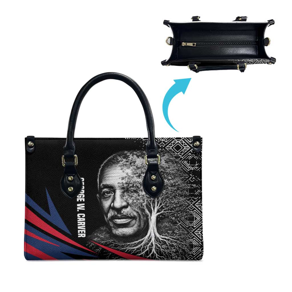 George Washington Carver Leather Bag with Tree Portrait Illustration, Nature Is the Greatest Teacher Quote - Wonder Print Shop