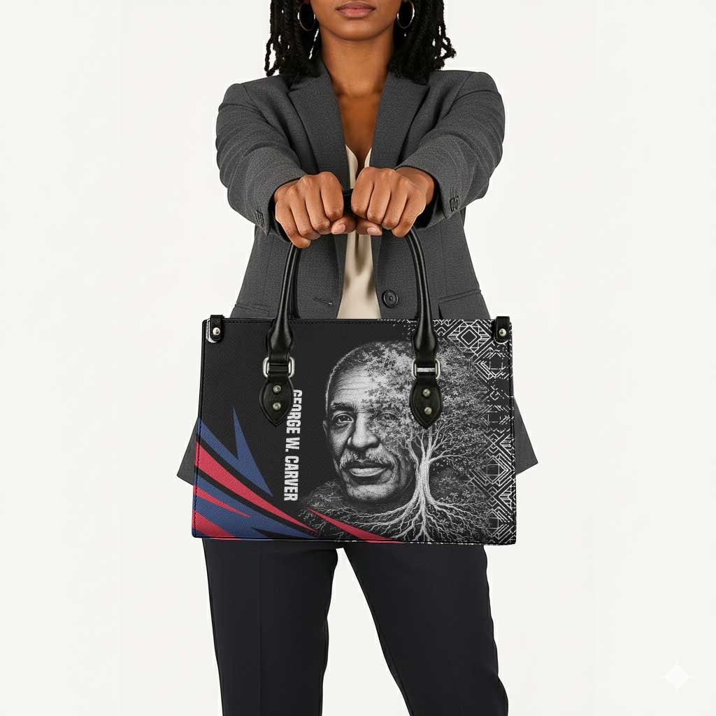 George Washington Carver Leather Bag with Tree Portrait Illustration, Nature Is the Greatest Teacher Quote - Wonder Print Shop