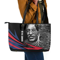 George Washington Carver Leather Tote Bag with Tree Portrait Illustration, Nature Is the Greatest Teacher Quote - Wonder Print Shop