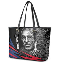 George Washington Carver Leather Tote Bag with Tree Portrait Illustration, Nature Is the Greatest Teacher Quote - Wonder Print Shop