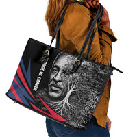 George Washington Carver Leather Tote Bag with Tree Portrait Illustration, Nature Is the Greatest Teacher Quote - Wonder Print Shop