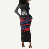 George Washington Carver Long Sleeve Bodycon Dress with Tree Portrait Illustration, Nature Is the Greatest Teacher Quote - Wonder Print Shop
