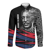 George Washington Carver Long Sleeve Button Shirt with Tree Portrait Illustration, Nature Is the Greatest Teacher Quote - Wonder Print Shop