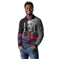 George Washington Carver Long Sleeve Polo Shirt with Tree Portrait Illustration, Nature Is the Greatest Teacher Quote - Wonder Print Shop