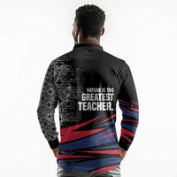 George Washington Carver Long Sleeve Polo Shirt with Tree Portrait Illustration, Nature Is the Greatest Teacher Quote - Wonder Print Shop