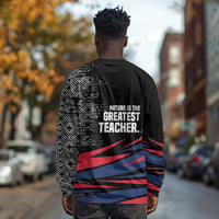 George Washington Carver Long Sleeve Shirt with Tree Portrait Illustration, Nature Is the Greatest Teacher Quote - Wonder Print Shop