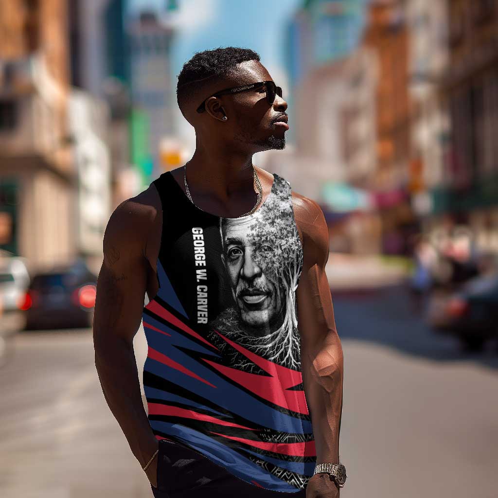 George Washington Carver Men Tank Top with Tree Portrait Illustration, Nature Is the Greatest Teacher Quote - Wonder Print Shop
