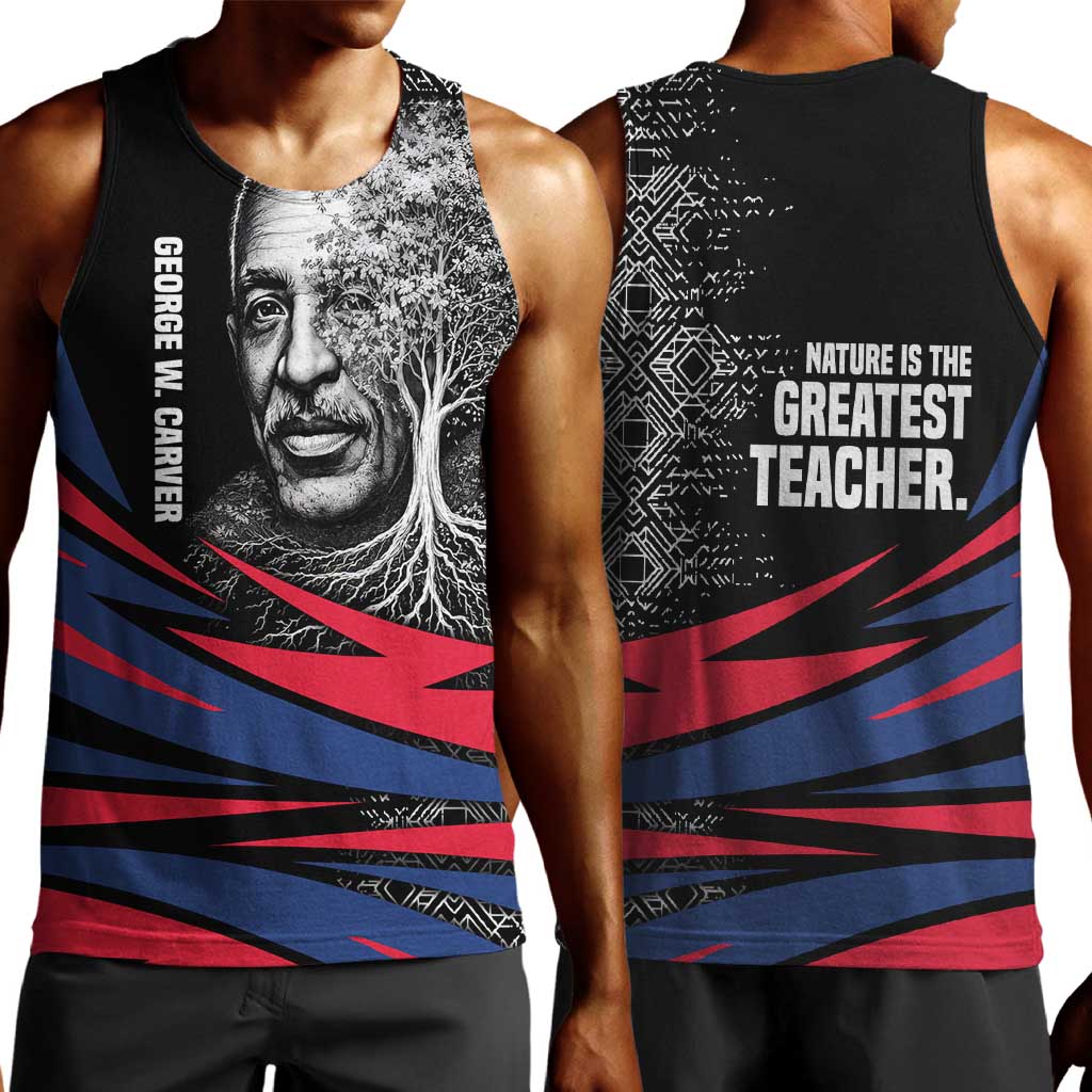 George Washington Carver Men Tank Top with Tree Portrait Illustration, Nature Is the Greatest Teacher Quote - Wonder Print Shop