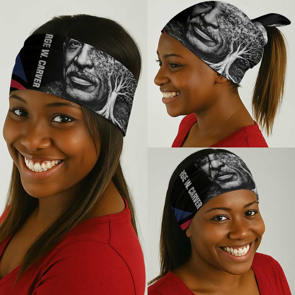 George Washington Carver Neck Gaiter with Tree Portrait Illustration, Nature Is the Greatest Teacher Quote - Wonder Print Shop