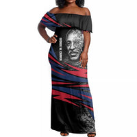 George Washington Carver Off Shoulder Maxi Dress with Tree Portrait Illustration, Nature Is the Greatest Teacher Quote - Wonder Print Shop