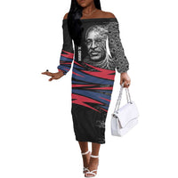 George Washington Carver Off The Shoulder Long Sleeve Dress with Tree Portrait Illustration, Nature Is the Greatest Teacher Quote - Wonder Print Shop