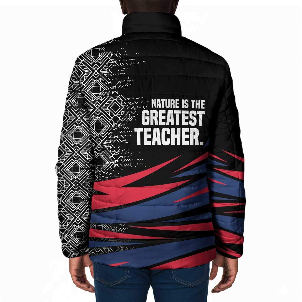 George Washington Carver Padded Jacket with Tree Portrait Illustration, Nature Is the Greatest Teacher Quote - Wonder Print Shop