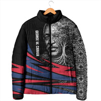 George Washington Carver Padded Jacket with Tree Portrait Illustration, Nature Is the Greatest Teacher Quote - Wonder Print Shop