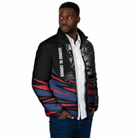 George Washington Carver Padded Jacket with Tree Portrait Illustration, Nature Is the Greatest Teacher Quote - Wonder Print Shop