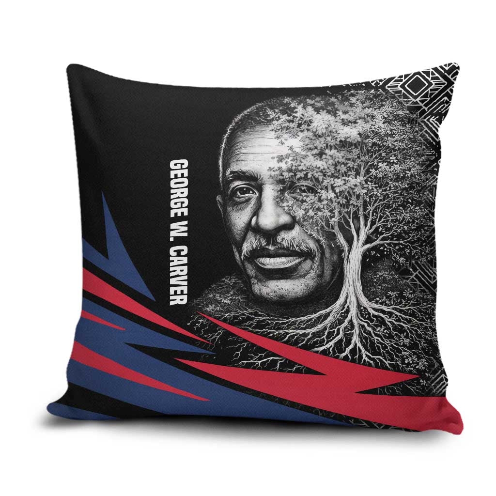 George Washington Carver Pillow Cover with Tree Portrait Illustration, Nature Is the Greatest Teacher Quote - Wonder Print Shop