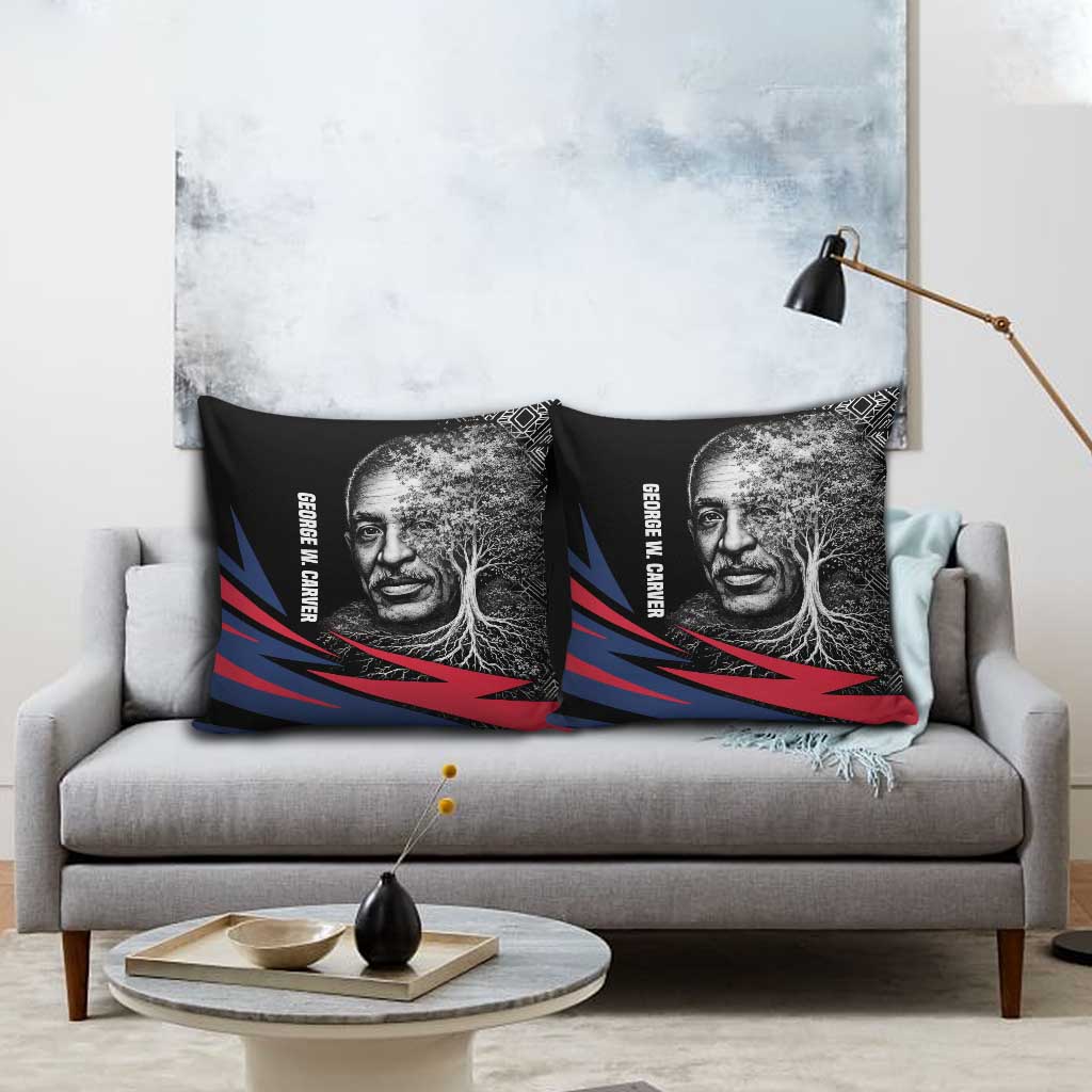 George Washington Carver Pillow Cover with Tree Portrait Illustration, Nature Is the Greatest Teacher Quote - Wonder Print Shop