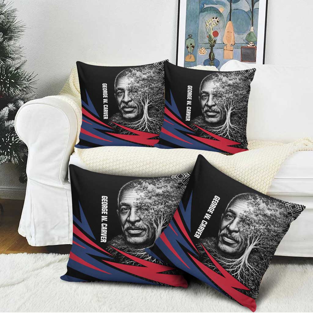 George Washington Carver Pillow Cover with Tree Portrait Illustration, Nature Is the Greatest Teacher Quote - Wonder Print Shop