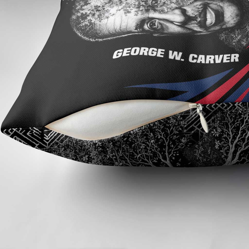 George Washington Carver Pillow Cover with Tree Portrait Illustration, Nature Is the Greatest Teacher Quote - Wonder Print Shop