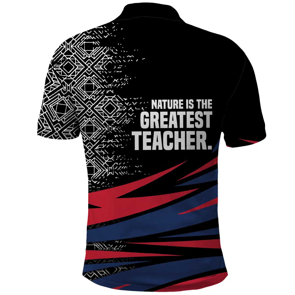 George Washington Carver Polo Shirt with Tree Portrait Illustration, Nature Is the Greatest Teacher Quote - Wonder Print Shop