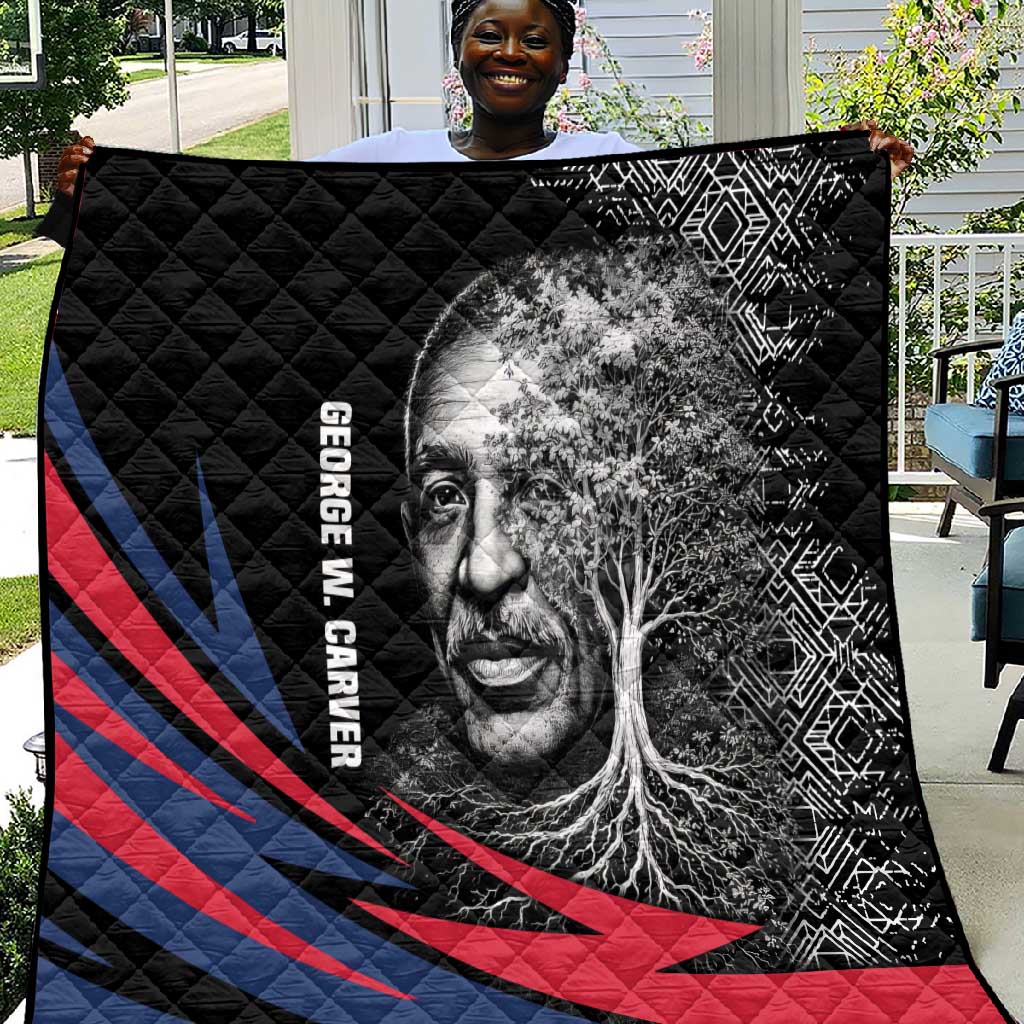 George Washington Carver Quilt with Tree Portrait Illustration, Nature Is the Greatest Teacher Quote - Wonder Print Shop