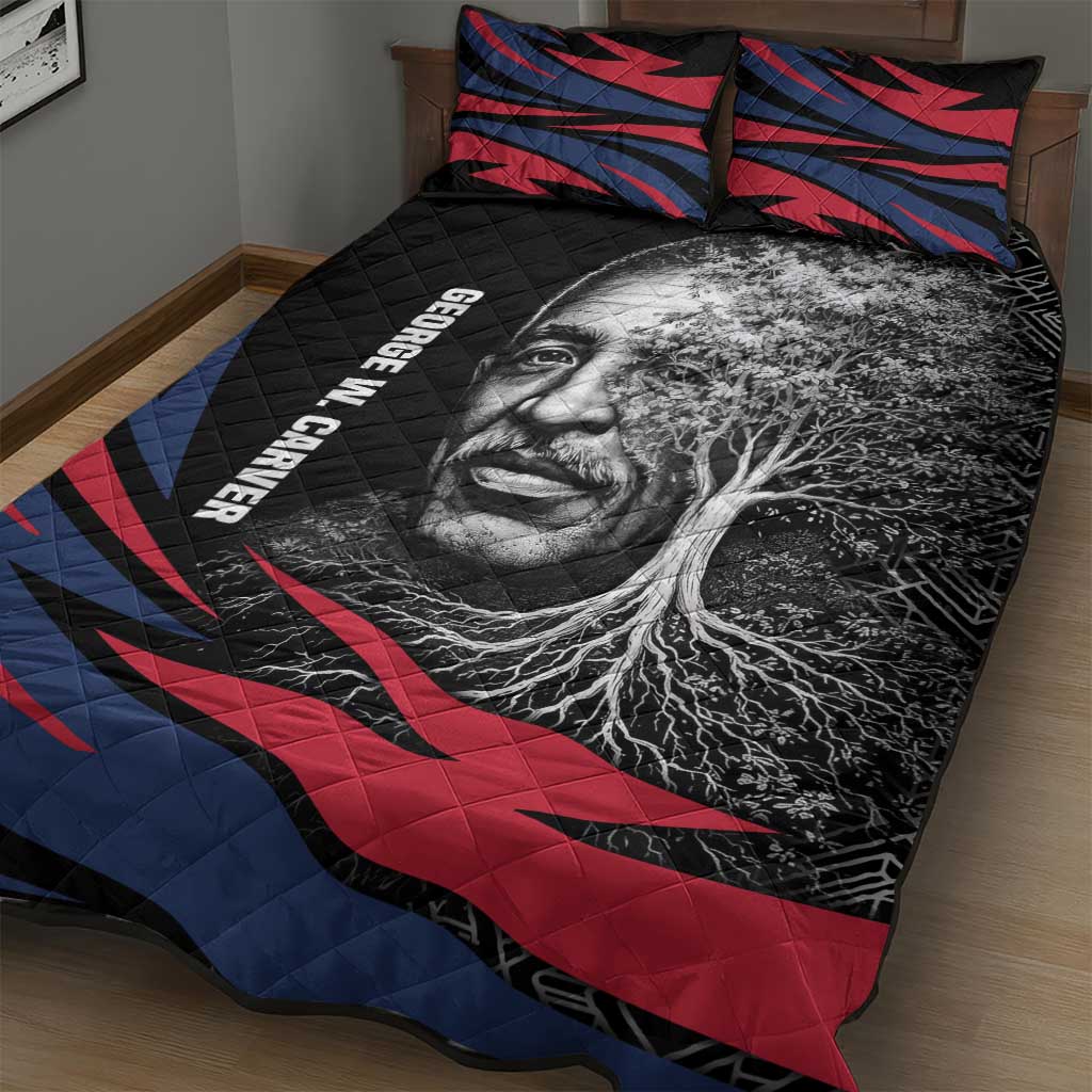 George Washington Carver Quilt Bed Set with Tree Portrait Illustration, Nature Is the Greatest Teacher Quote - Wonder Print Shop