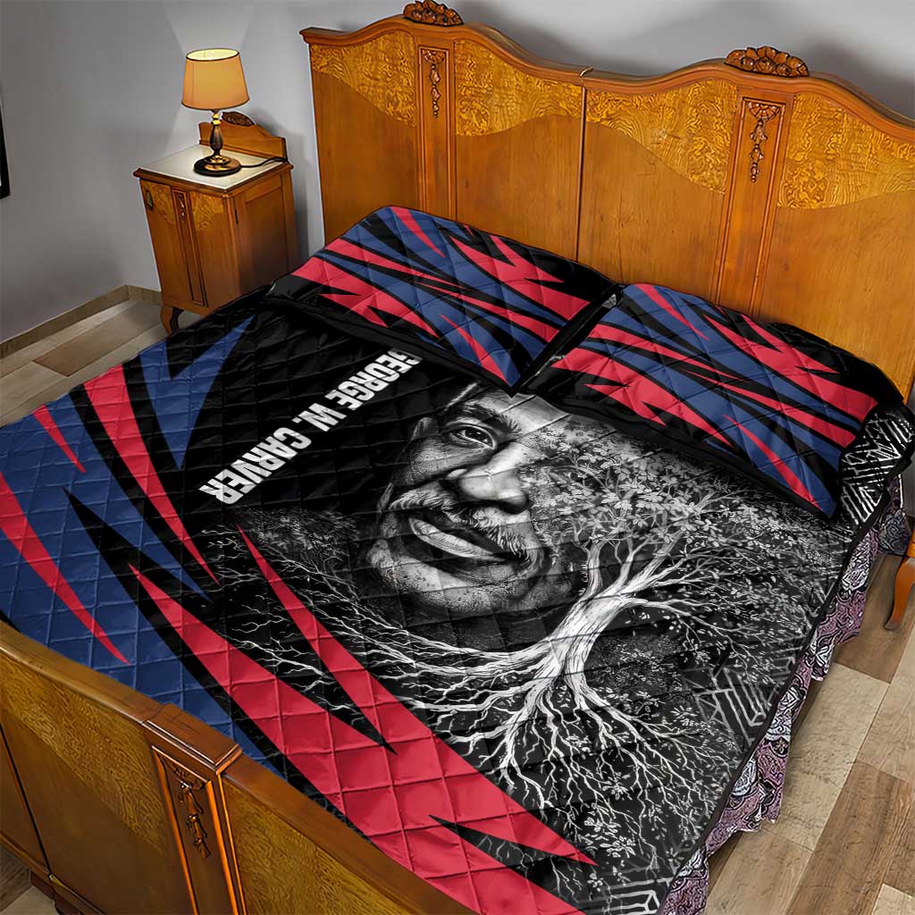 George Washington Carver Quilt Bed Set with Tree Portrait Illustration, Nature Is the Greatest Teacher Quote - Wonder Print Shop
