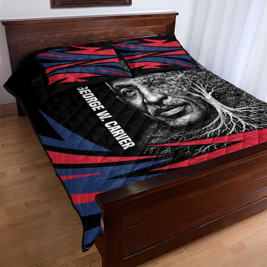 George Washington Carver Quilt Bed Set with Tree Portrait Illustration, Nature Is the Greatest Teacher Quote - Wonder Print Shop