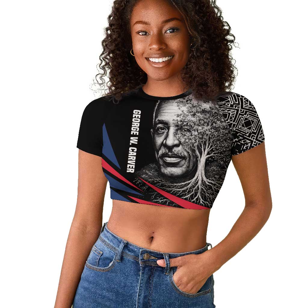 George Washington Carver Raglan Cropped T shirt with Tree Portrait Illustration, Nature Is the Greatest Teacher Quote - Wonder Print Shop
