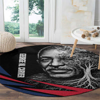 George Washington Carver Round Carpet with Tree Portrait Illustration, Nature Is the Greatest Teacher Quote - Wonder Print Shop