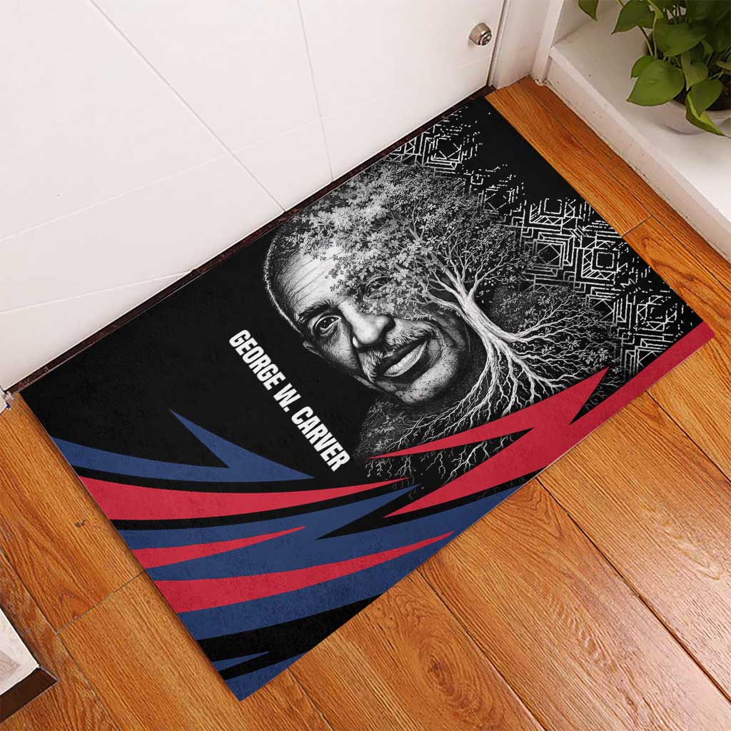 George Washington Carver Rubber Doormat with Tree Portrait Illustration, Nature Is the Greatest Teacher Quote - Wonder Print Shop