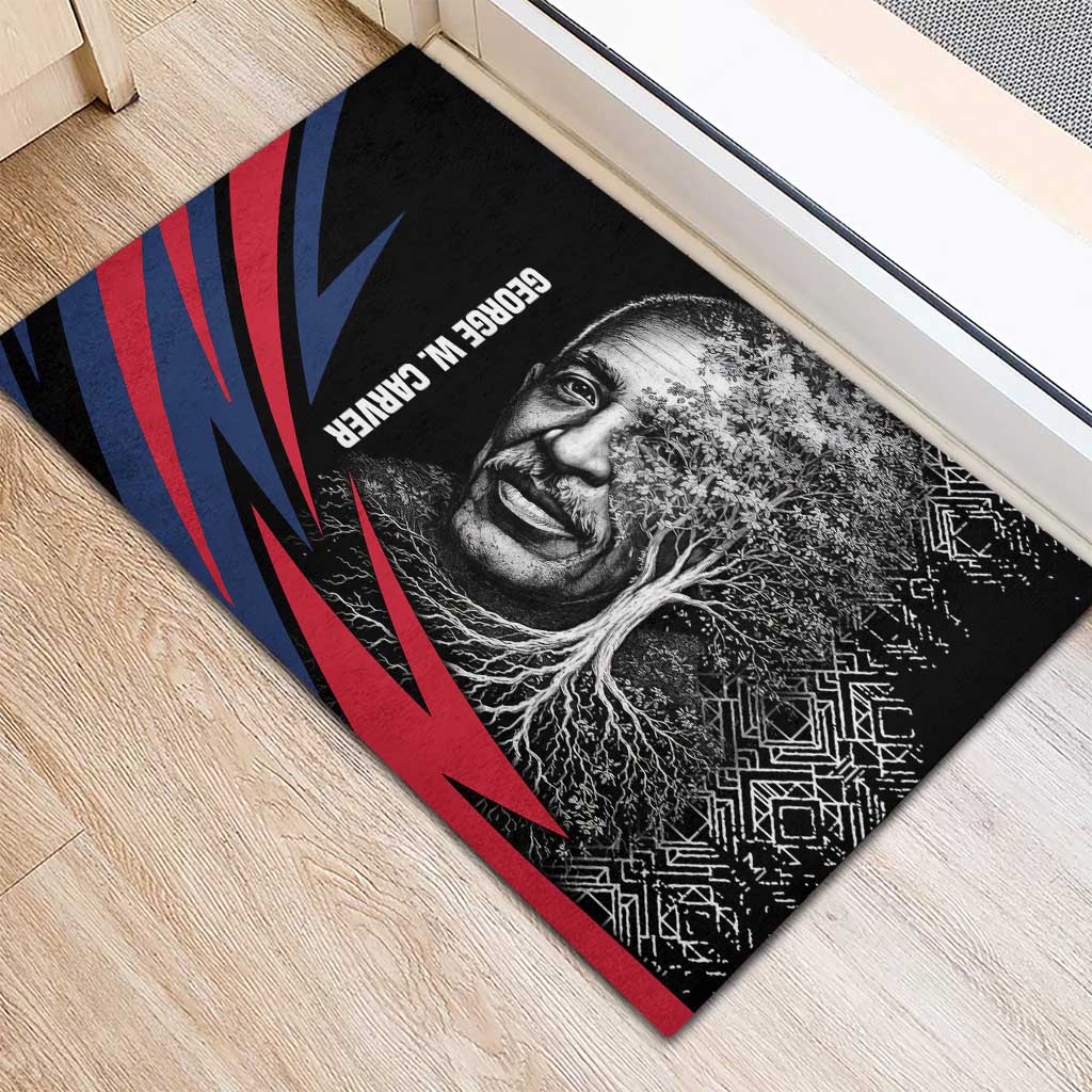 George Washington Carver Rubber Doormat with Tree Portrait Illustration, Nature Is the Greatest Teacher Quote - Wonder Print Shop