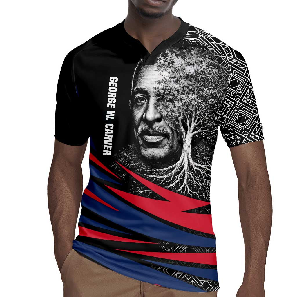 George Washington Carver Rugby Jersey with Tree Portrait Illustration, Nature Is the Greatest Teacher Quote - Wonder Print Shop