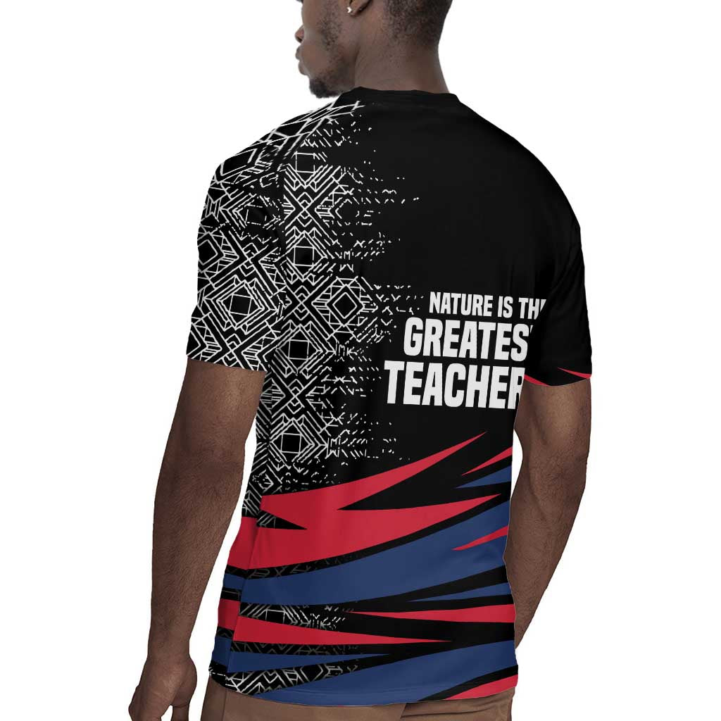 George Washington Carver Rugby Jersey with Tree Portrait Illustration, Nature Is the Greatest Teacher Quote - Wonder Print Shop