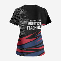 George Washington Carver Scrub Top with Tree Portrait Illustration, Nature Is the Greatest Teacher Quote - Wonder Print Shop