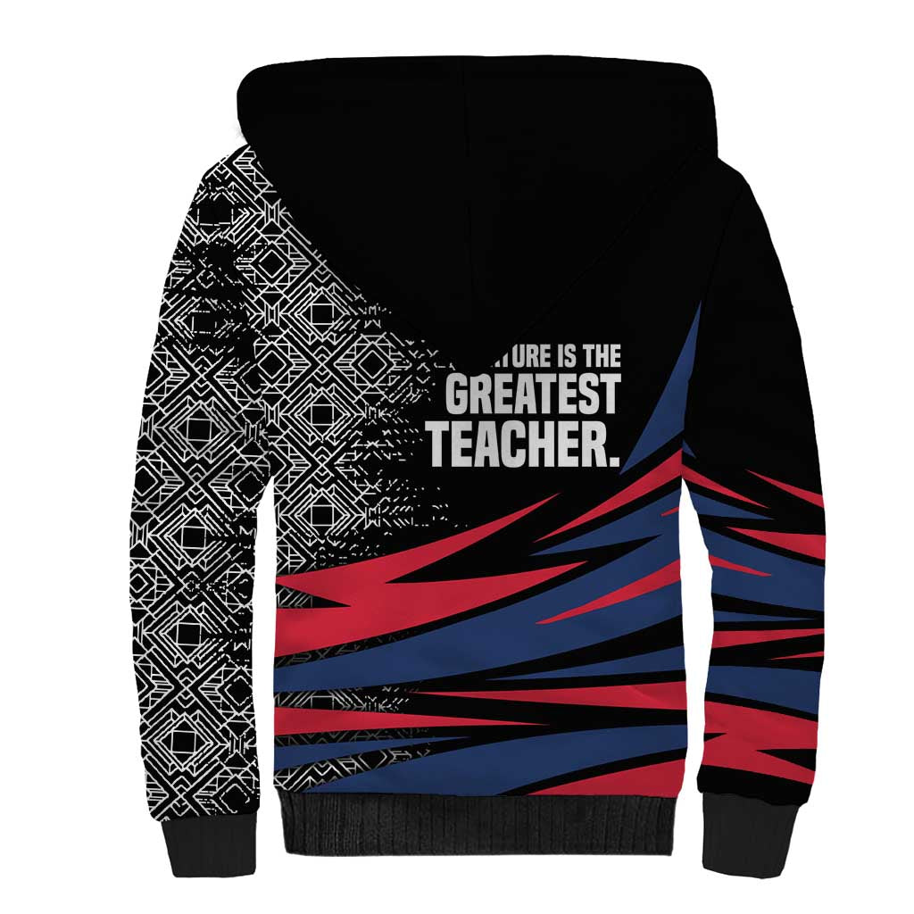 George Washington Carver Sherpa Hoodie with Tree Portrait Illustration, Nature Is the Greatest Teacher Quote - Wonder Print Shop