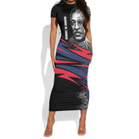 George Washington Carver Short Sleeve Bodycon Dress with Tree Portrait Illustration, Nature Is the Greatest Teacher Quote - Wonder Print Shop