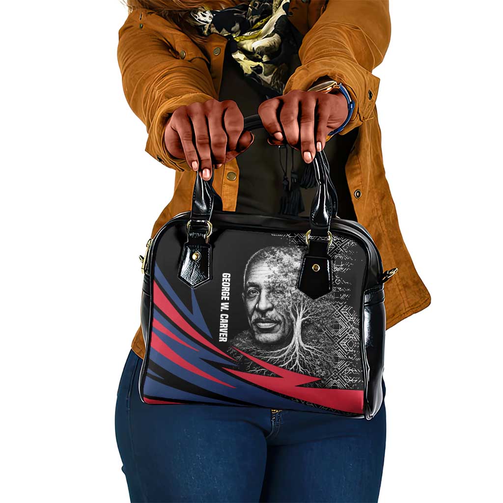 George Washington Carver Shoulder Handbag with Tree Portrait Illustration, Nature Is the Greatest Teacher Quote - Wonder Print Shop