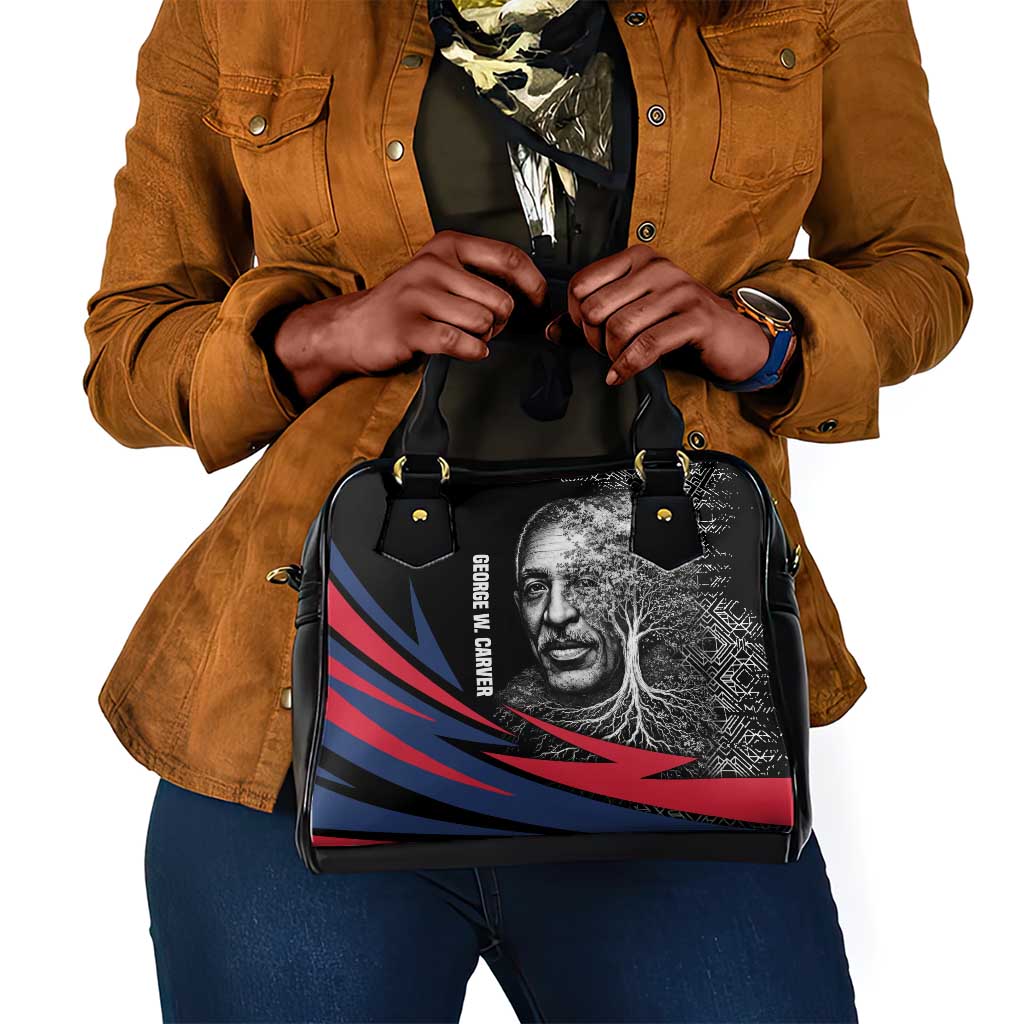 George Washington Carver Shoulder Handbag with Tree Portrait Illustration, Nature Is the Greatest Teacher Quote - Wonder Print Shop