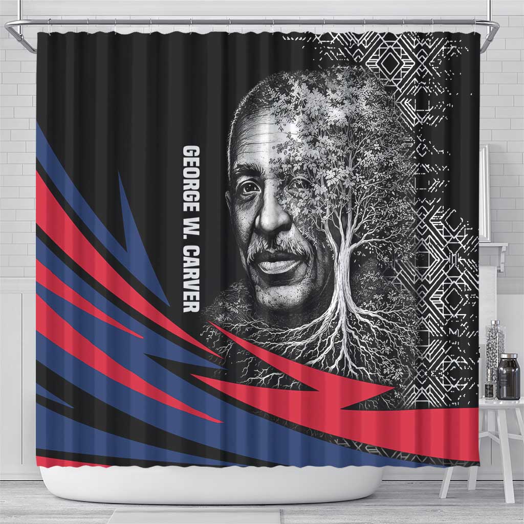 George Washington Carver Shower Curtain with Tree Portrait Illustration, Nature Is the Greatest Teacher Quote - Wonder Print Shop