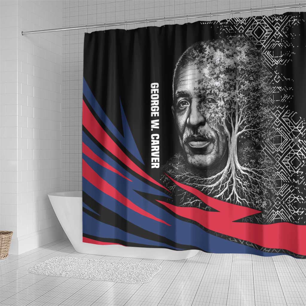 George Washington Carver Shower Curtain with Tree Portrait Illustration, Nature Is the Greatest Teacher Quote - Wonder Print Shop