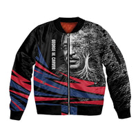 George Washington Carver Sleeve Zip Bomber Jacket with Tree Portrait Illustration, Nature Is the Greatest Teacher Quote - Wonder Print Shop
